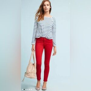 AG Adriano Goldschmied red skinny ankle jeans. The abbey ankle